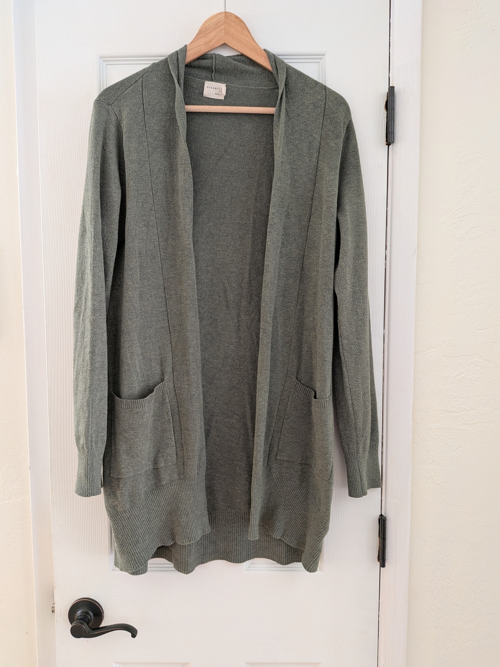 Dreamers By Debut Women's Green Long Sleeve Open Front Cardigan Sweater Sz M/L